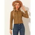 thumbnail image 2 of Chaqueta de Gamuza Sintética Allegra K Cuello Alto Marrón L, 2 of 6