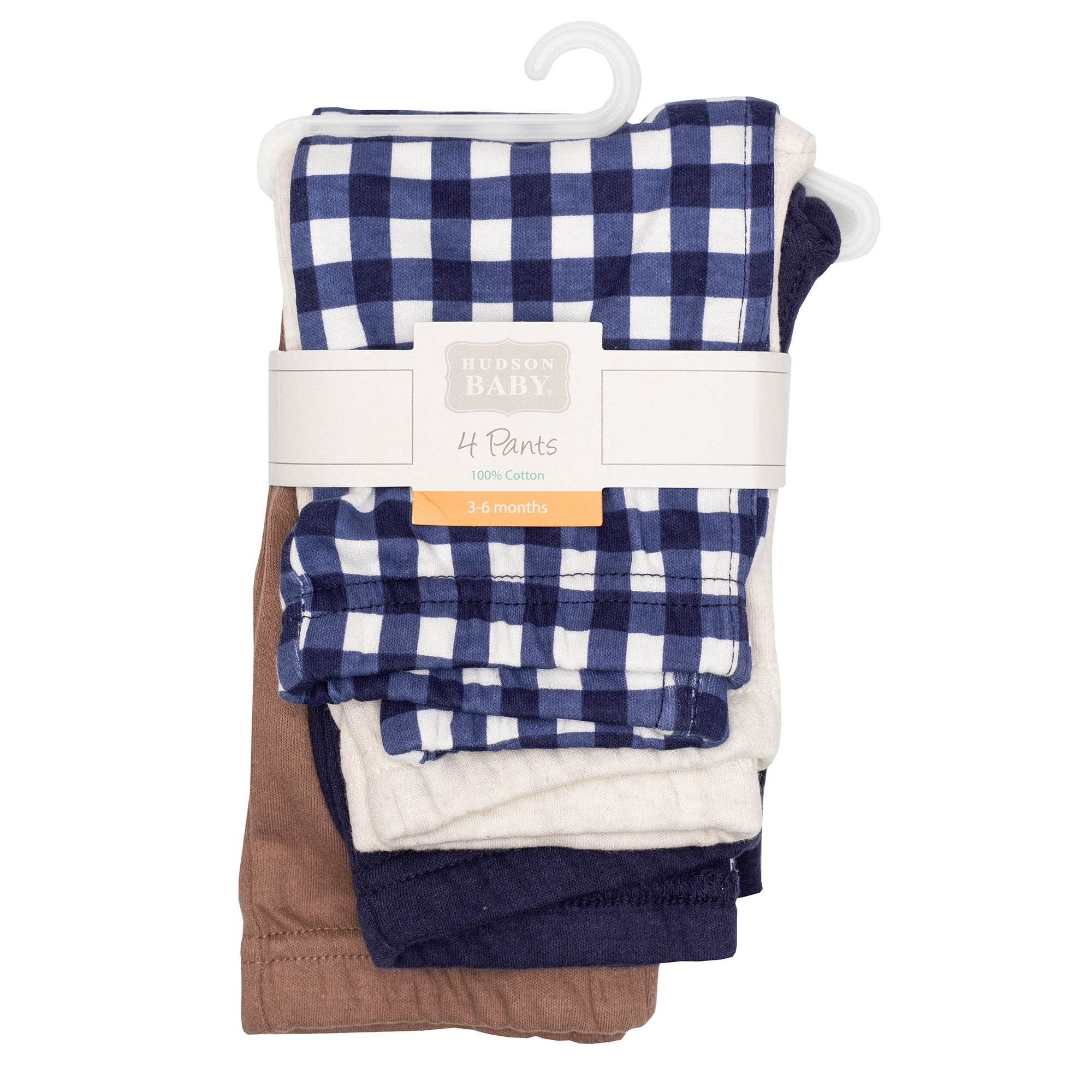 Hudson Baby Boy Cotton Pants and Leggings, Navy Gingham, 2T