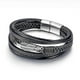 thumbnail image 4 of Men's Multilayer Leather Bracelet Magnetic Buckle Multilayer Wrap Men's Bracelet Stainless Steel Feather Bracelet Braided 1 Piece Gold, 4 of 5