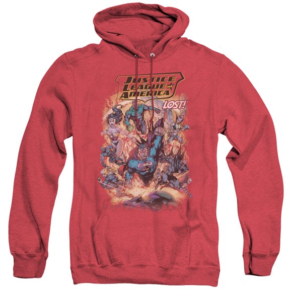 JLA Justice League Lost Adult Heather Hoodie Sweatshirt Red