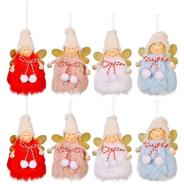 Lazo de Navidad, árbol de Navidad, árbol de Navidad, colgante, decoración para colgar, adorable, colgante, adornos de muñeca, artesanías de muñeca para fiestas en casa de Navidad, juego de 8 piezas, 1 Feliz Sencillez