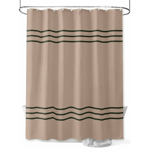 Retro Brown Shower Curtain, Beckground Dark Green Stripes Waterproof Shower Curtain Set with 12 Hooks Lightweight Washable Fabric Shower Curtains for Bathroom 72x72 Inches