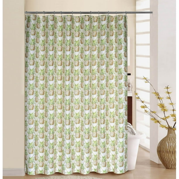 WAVERLY PINEAPPLE GROVE SHOWER CURTAIN WITH RINGS