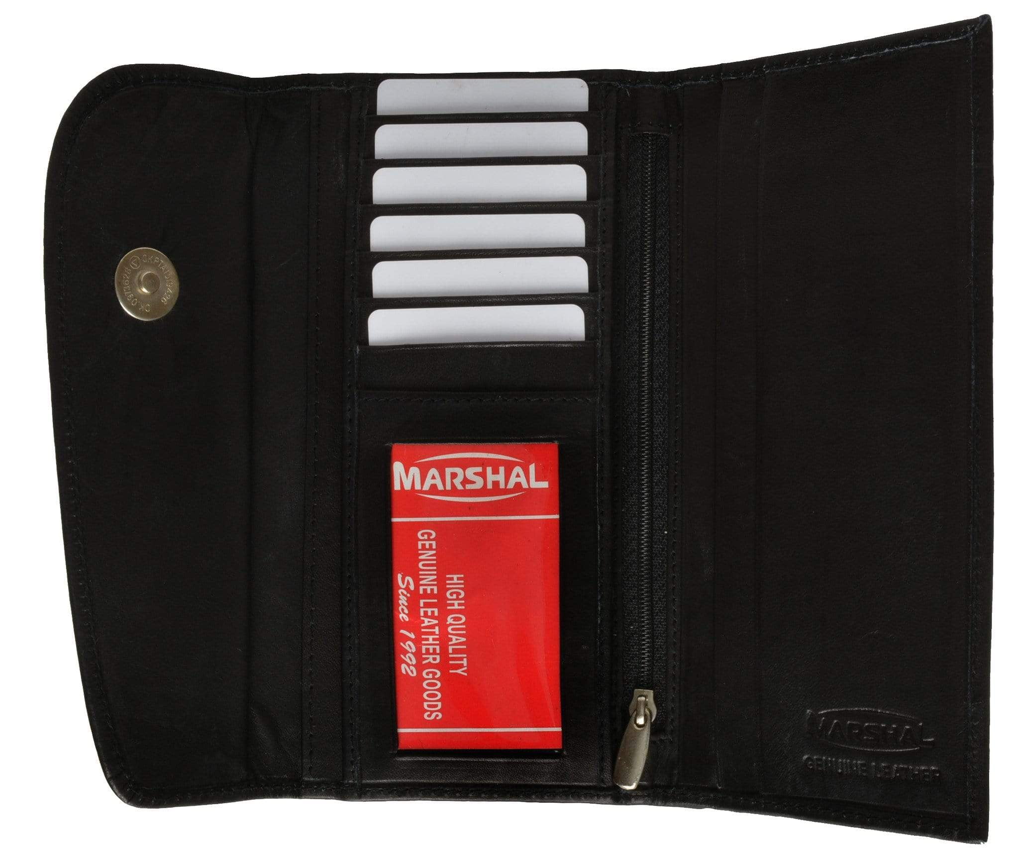 VANNANBA Women's Large Leather Zip Around Wallet - RFID Blocking Tri-fold Clutch With Wristlet & Gift Box, Black - View #5