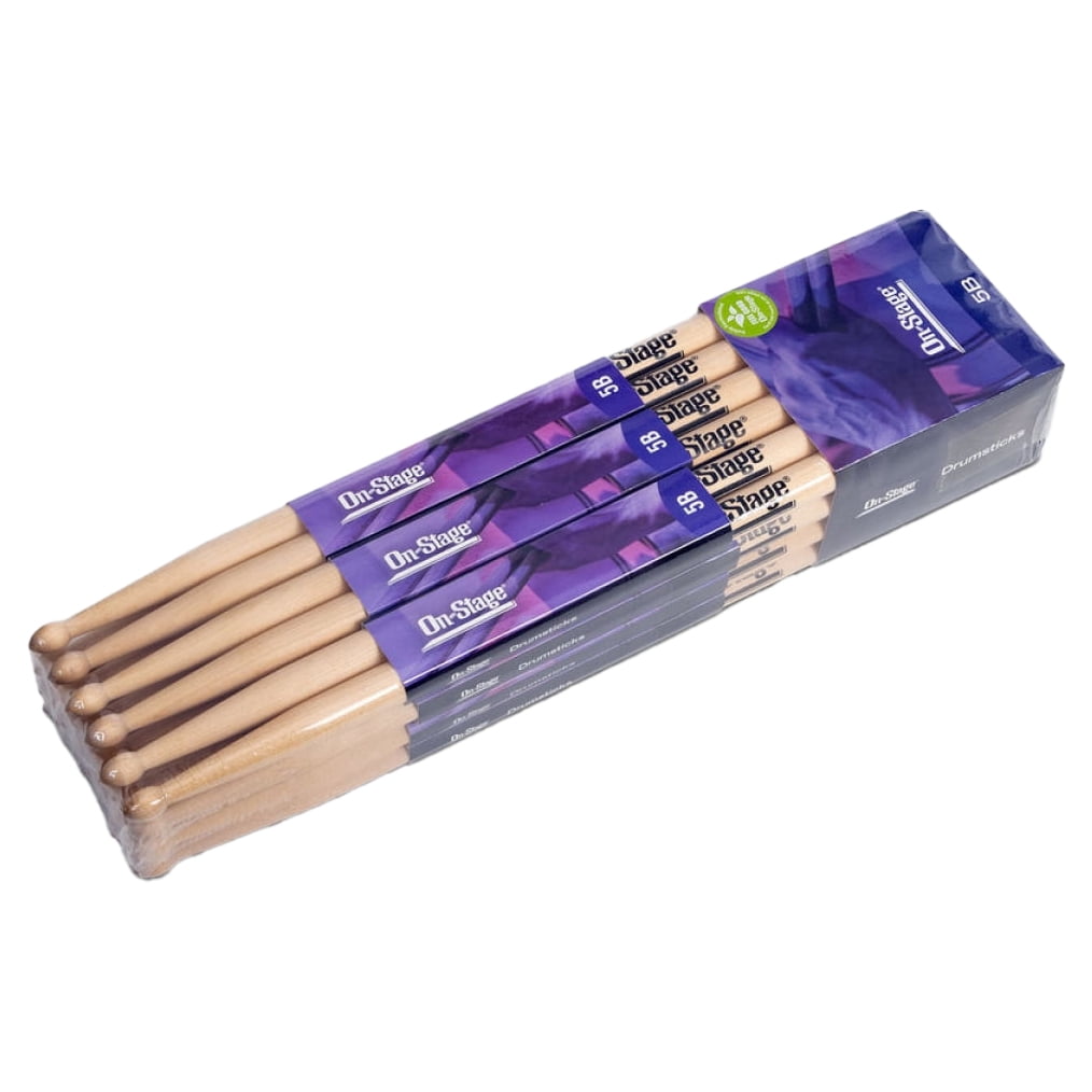 On-Stage Maple Drum Sticks (5B, Wood Tip, 12pr) (MW5B)
