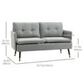 thumbnail image 3 of HOMCOM 55" Loveseat Sofa for Bedroom Love Seats for Small Space Grey, 3 of 10