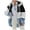 Navy, variant on Womens Fuzzy Fleece Jacket, Zip Up Plush Color Block Stitching Winter Jacket Coat, Warm Fleece Blanket Jackets for Women with Hood Outwear with Pockets Wine L