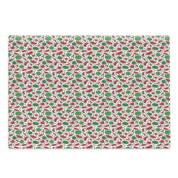Fruit Cutting Board, Pattern of Summer Themed Full and Half Watermelons Slices and Kernel's, Decorative Tempered Glass Cutting and Serving Board, in 3 Sizes, by Ambesonne
