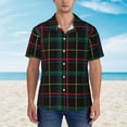 thumbnail image 4 of Bixox Men's Hawaiian Shirts Men's Buffalo Plaid Dark Green Print Short-Sleeve Shirt-Medium, 4 of 8