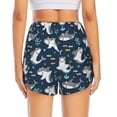 thumbnail image 3 of Picia Friendly Sharks Pattern Women's 2 in 1 Athletic Running Shorts High Waisted Workout Casual Gym Sweat Shorts with Comfy Liner Zipper Pockets-X-Large, 3 of 9