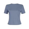 thumbnail image 4 of SDNall Summer Tops for Women Fitted Short Sleeve Basic Tee Slim Fit Shirts Ribbed Tops, 4 of 9