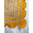 thumbnail image 3 of Indian Handmade Braided Natural Jute with Yellow Scalloped Design Area Rug, Home Décor Rug, Jute Rug for Bedroom, Dining Room, living room, Doormat Rug Size - 8' x 10' (240 cm x 300 cm), 3 of 5