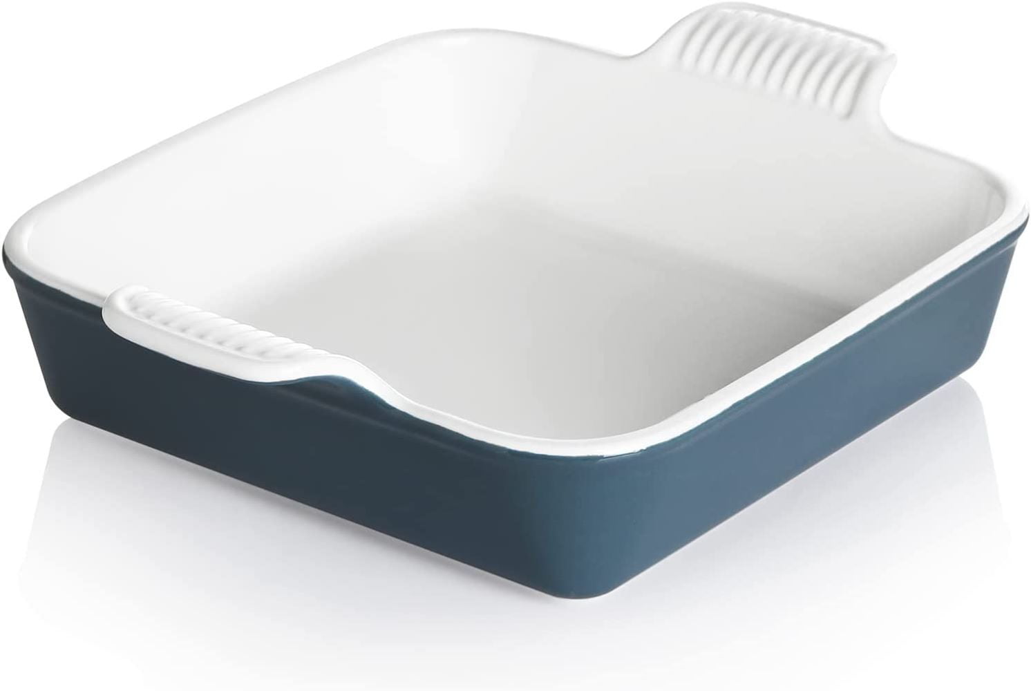 Sweejar 13x9 Inch Ceramic Baking Dish – Turquoise Striped Casserole Pan For Lasagna, Brownies & Oven Roasts