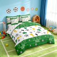 thumbnail image 2 of Manfei Soccer Sport Twin Bedding, Football Bedding Comforter Set, Green White Gold, Polka Dots Reversible 7pcs, 2 of 6