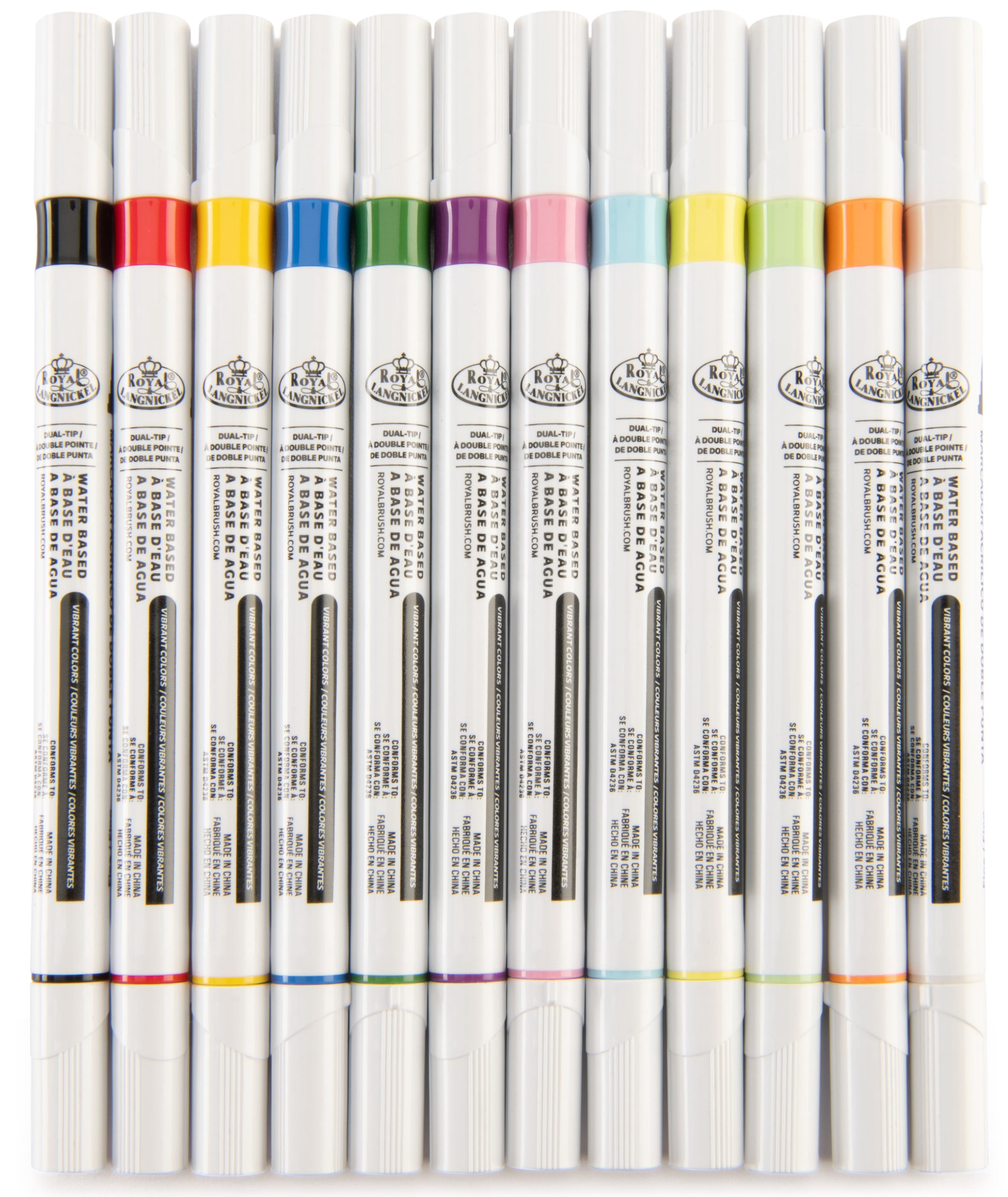 Royal & Langnickel - 12pc Dual Tip Acrylic Paint Marker Set, Primary and Neon Colors