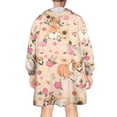 thumbnail image 2 of Corgi Dog and Flower Florals Wearable Oversized Blanket,Wearable Blanket Hoodie for Adults,Cozy Hooded Blankets with Super Pockets,Super Warm Fuzzy Pullover for Women & Men, 2 of 6