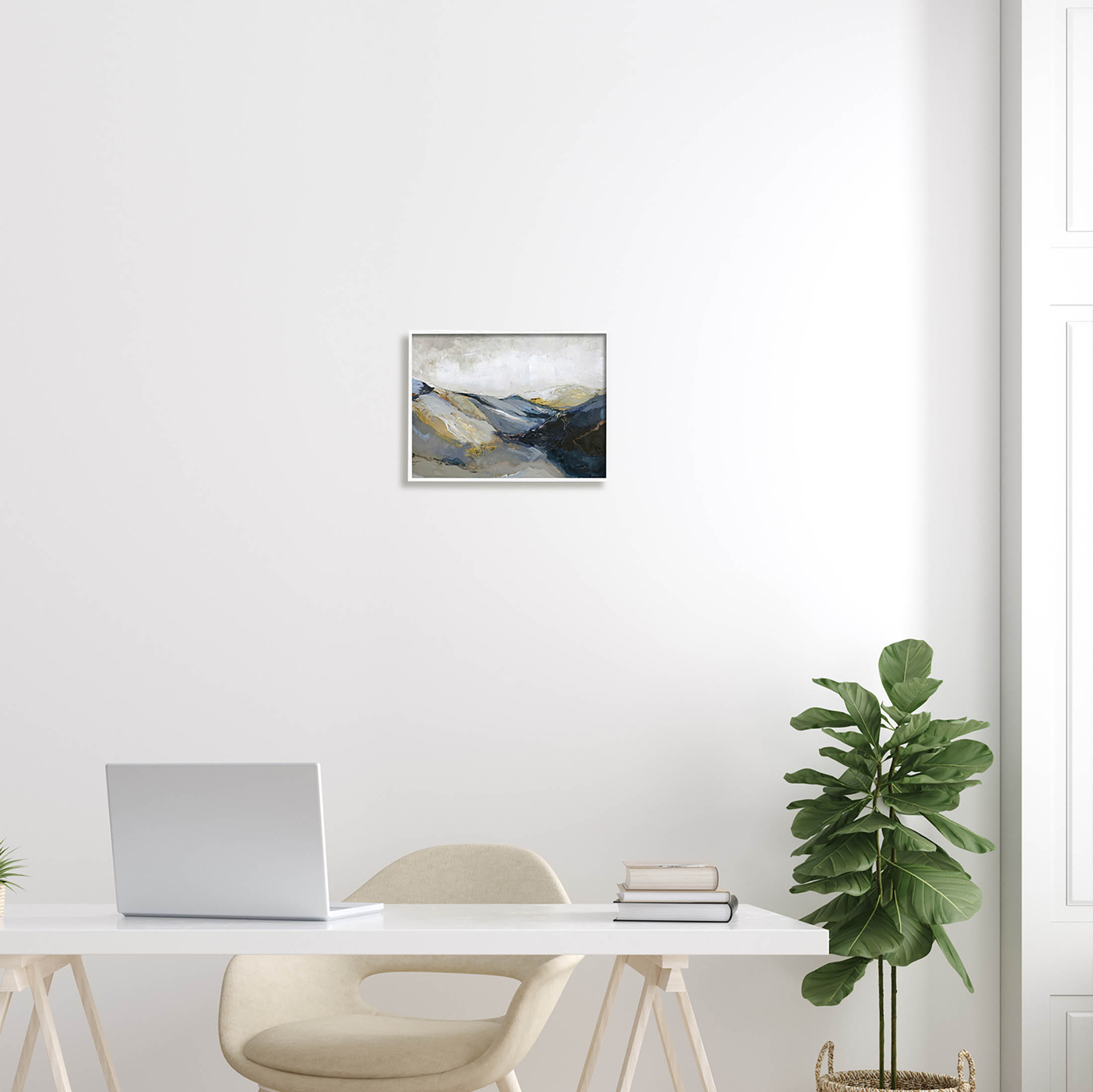 Stupell Industries Abstract Mountain Peaks Landscape Painting White Framed Art Print Wall Art, Design by Design Fabrikken