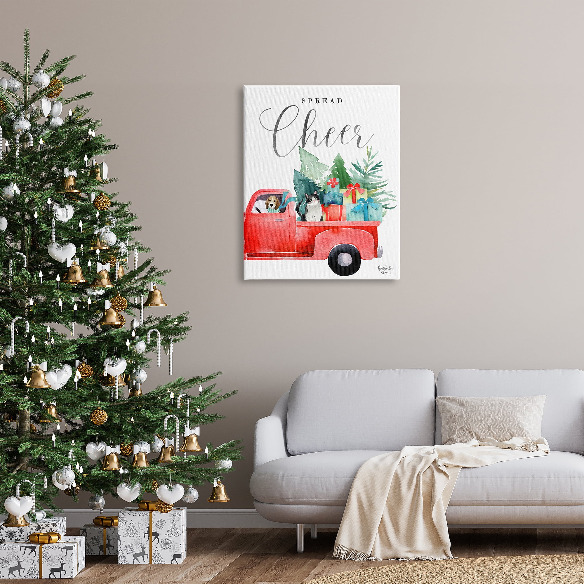 Stupell Industries Spread Cheer Truckload Christmas Gifts Presents Pets Graphic Art Gallery Wrapped Canvas Print Wall Art, Design by Heatherlee Chan