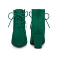 thumbnail image 4 of BLISSFUL STEP Pointed Toe Lace Up Block Heel Ankle Boots for Women Dark Green 7, 4 of 4