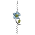 thumbnail image 2 of Galaxy Gold Single Flower Bracelet with Blue Topaz and Peridots in 14k White Gold, 2 of 3