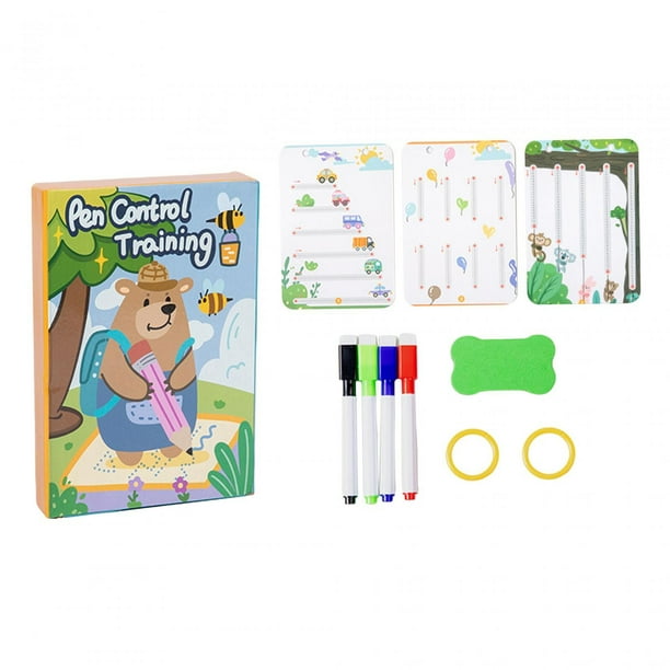 Cuaderno de práctica reutilizable, cuaderno de práctica de trazado de letras, trazado preescolar Oso
