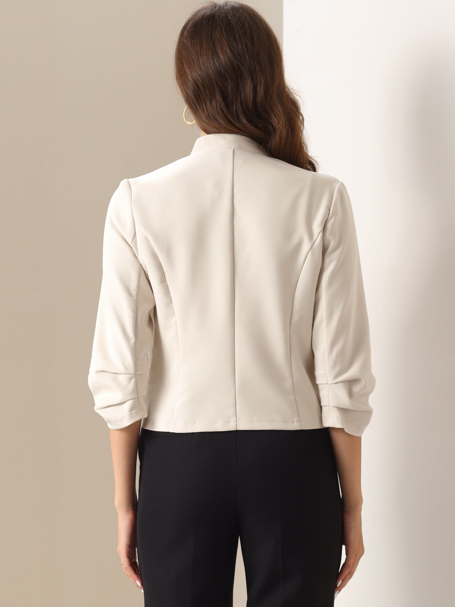 DARING DIVA Women's Open Front 3/4 Sleeve Business Blazer Jacket S Apricot