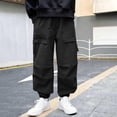thumbnail image 3 of Dpytoraw Boys Cargo Pants Casual Streetwear Joggers For Teen Youth Fashionable Loose Fit Trousers With Multiple Pockets Comfortable Daily Wear Boys Cargo Pants Size 13-14 Years, 3 of 5