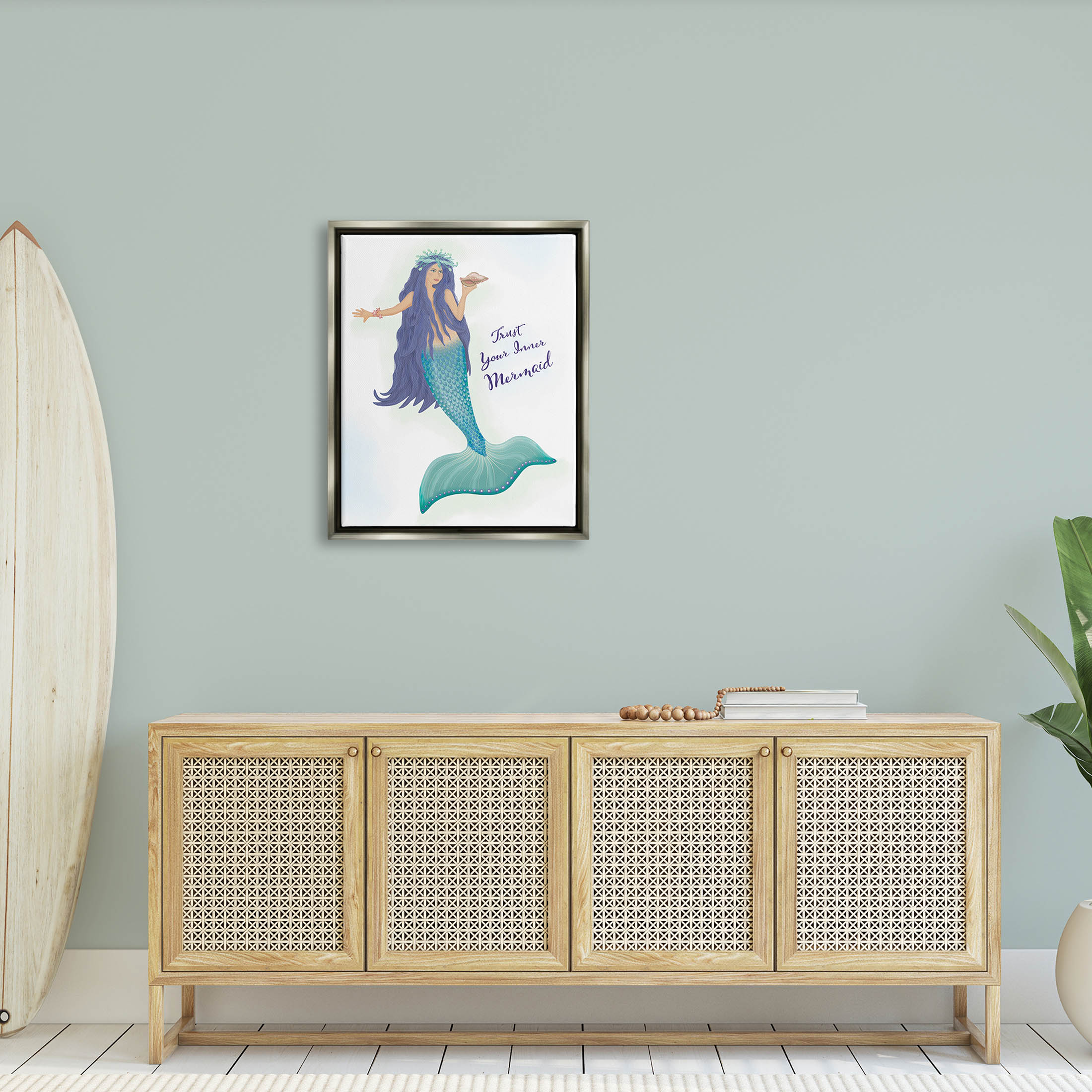 Trust Your Inner Mermaid Phrase Fairy Tales & Fantasy Graphic Art Luster Gray Framed Art Print Wall Art