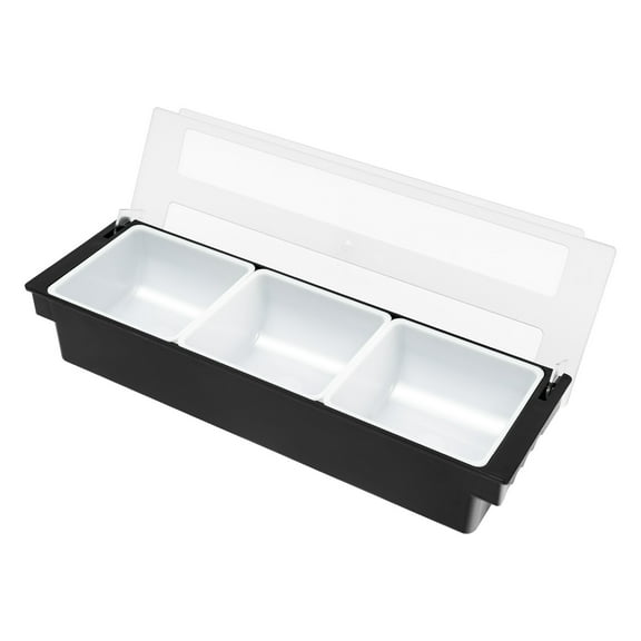 Miumaeov 3 Tray Condiment Dispenser Compartment, Chilled Server Bar Fruit Caddy Food Box