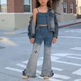 thumbnail image 5 of Weebloom Toddler Girls Flared Jeans Stretch Flare Jeans High Waist Bootcut Pants Teenagers Juniors With Ankle Drag Streetwear Denim Pants 7-8 Years, 5 of 8
