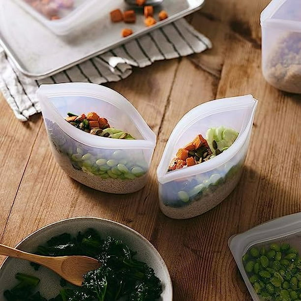  Stasher Reusable Silicone Storage Bag, Food Storage Container,  Microwave and Dishwasher Safe, Leak-free, Bundle 7-Pack, Clear: Home &  Kitchen