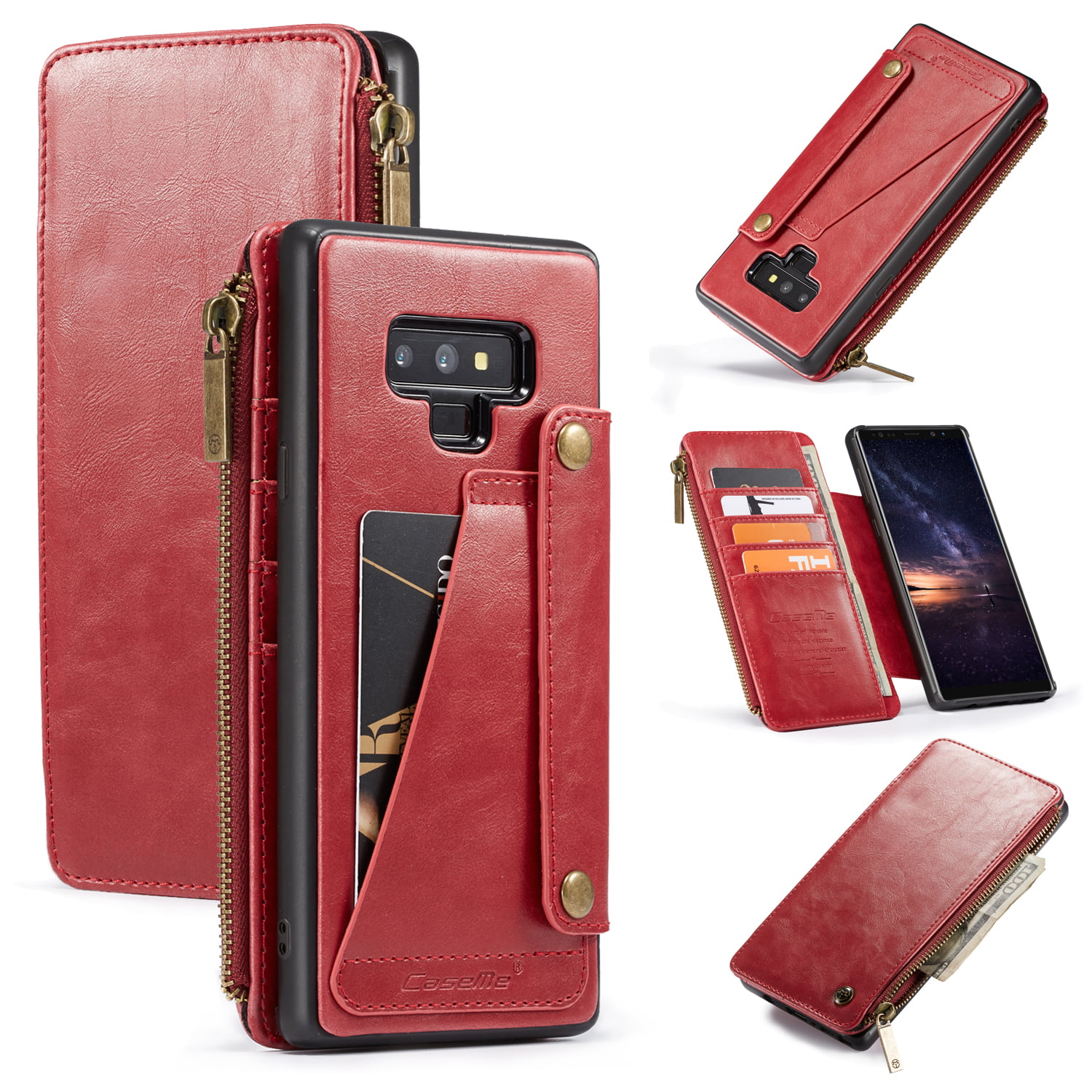 Galaxy Note 9 Case, Allytech Detachable Wallet Leather Zipper Cover with Credit Card Slots and ...