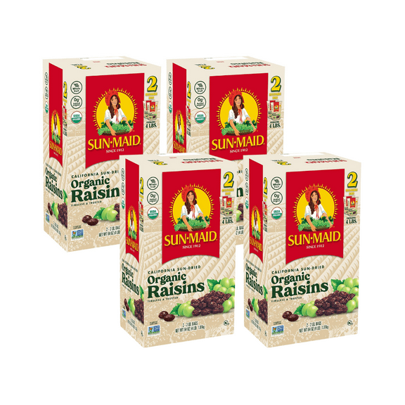 Sun-Maid Organic Raisins ,32 Ounce, 2 ct. (Pack of 4)