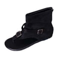 thumbnail image 2 of Sandalias De Mujer Project Cloud Sandals for Women Women's Fashionable Casual Comfortable Plus Size Sandals Solid Color Round Toe Open Toe Back Zipper Flat Sandals Black 36, 2 of 9