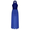 thumbnail image 4 of iiniim Women Lyrical Dance Dress Halter Color Block Flowy Maxi Dress for Ballet Modern Contmporary Blue S, 4 of 6