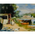 thumbnail image 2 of Renoir, Pierre-Auguste 32x26 Gold Ornate Wood Framed with Double Matting Museum Art Print Titled - View of Bougival, 2 of 4