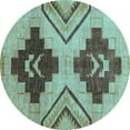 thumbnail image 1 of Ahgly Company Indoor Round Abstract Light Blue Modern Area Rugs, 6' Round, 1 of 4