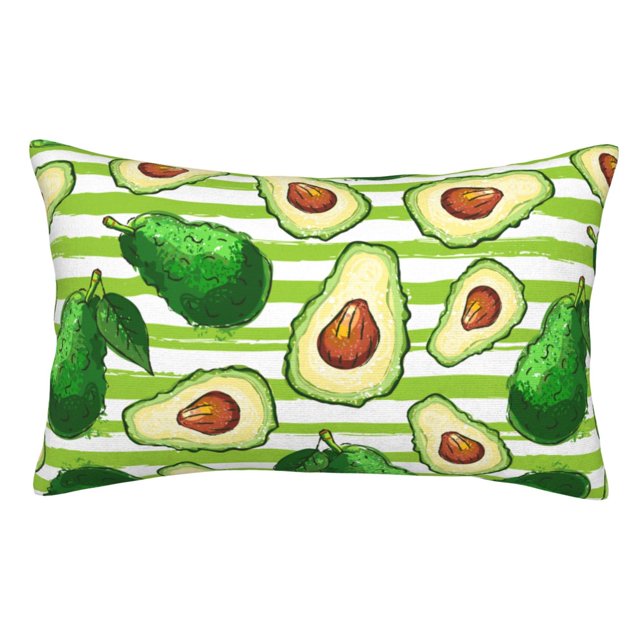 Cauagu Avocado Green Striped Print Pillow Covers with Envelope Closure,1PC Pillow Cases Decorative Pillow Case for Bed & Couch, Pillows Not Included-14"x20"
