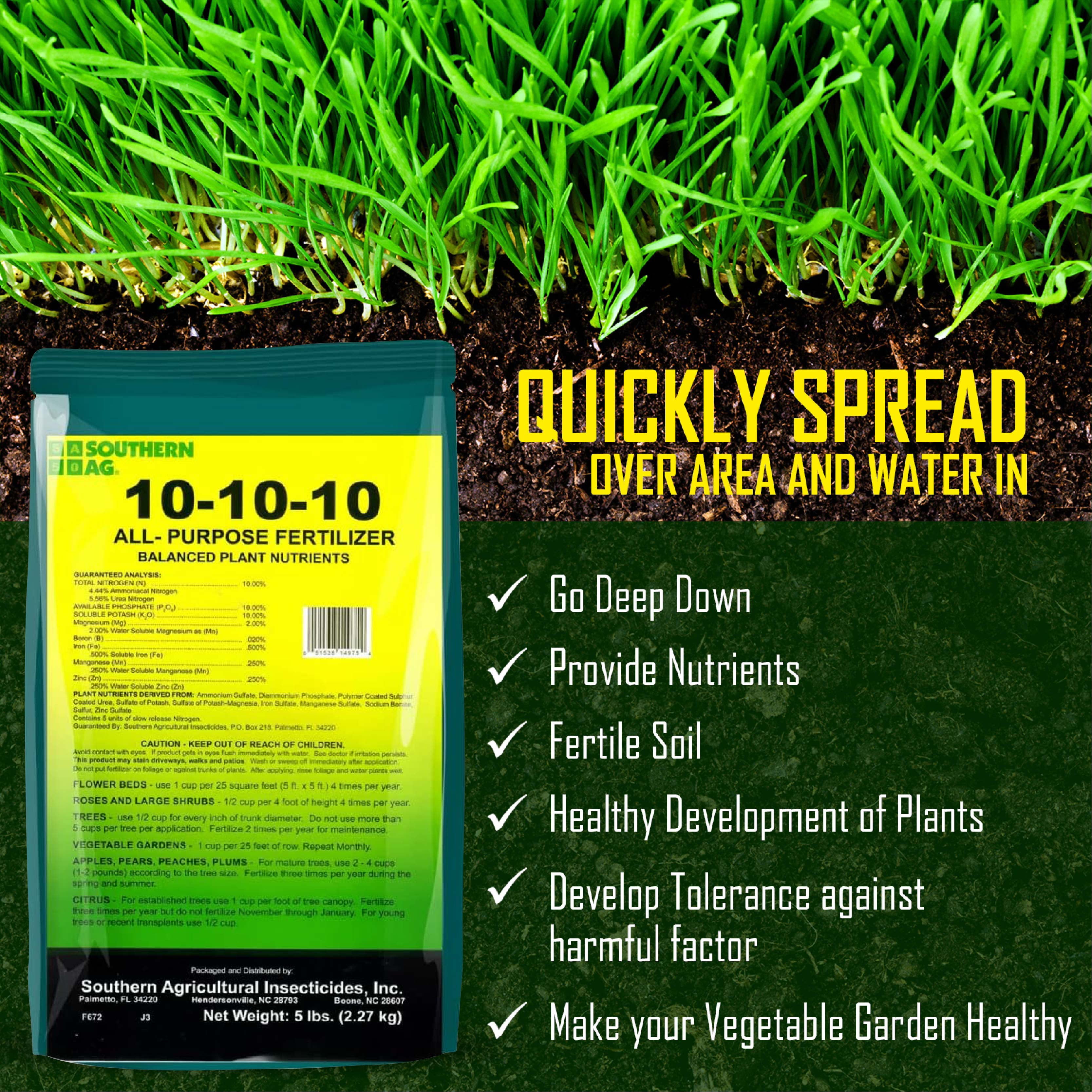 All Purpose Fertilizer 10 10 10, Southern Ag, 5lbs Available with Centaurus AZ Gloves