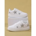 thumbnail image 4 of Women's Sports White Sneakers, Comfortable, Breathable & Shiny Silver, 4 of 5