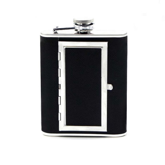 RKSTN A Chopper Stainless Steel Flask Leak-proof Pocket Hidden Flask with Built-in Case and Leather Wrapped Cover Hip Flask and Mini Funnel Set for Liquor