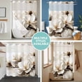 thumbnail image 5 of No Hook Shower Curtain with Snap in Liner, Vintage White Magnolia Botanical Waterproof Bath Curtain Double Layers with See Through Top Window, Modern Farmhouse Painting Hotel Shower Curtains 36x72in, 5 of 9