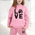 thumbnail image 2 of Tween Girls Outfits Set Kids Letter Print Hoodie Pants Casual Comfy Two Piece Outfit Kids Clothing Pink Size 10-11T, 2 of 4