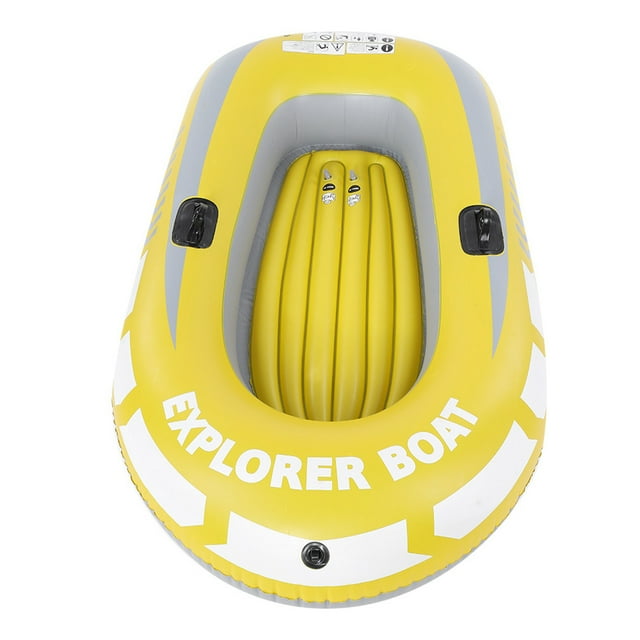 Inflatable Kayak Boat, Heavy Duty Inflatable Canoe Yellow Inflatable Kayak with Two Paddle Mounts Double Valve Design for 2 Person PVC Air Boat