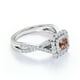 thumbnail image 4 of JeenMata Anillo de Compromiso Elegante de Oro Blanco de 18 K sobre Plata con Morganita Creada en Corte Cuadrado de 1 Quilate, Banda Retorcida, Pavé y Doble Halo, 4 of 6