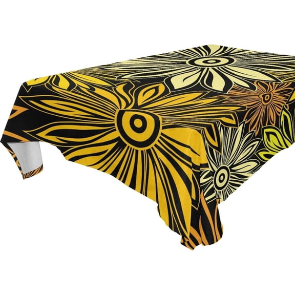 SKYSONIC 60"x120" Square Tablecloth with Sunflower Pattern Prints, Anti-Wrinkle and Smooth Table Cloth for Kitchen/Home Party Decoration