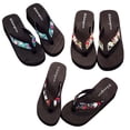 thumbnail image 4 of Lyinloo Women's Summer Floral Flip-Flops Wedge Heel Platform Flip Flops Beach Shoes Light Blue 37, 4 of 4