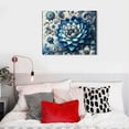 thumbnail image 5 of JEUXUS Flower Picture Wall Decor for Bedroom - Large Blue Floral Canvas Wall Art for Office - Framed Floral Wall Art Living Room Ready To Hang, 5 of 6