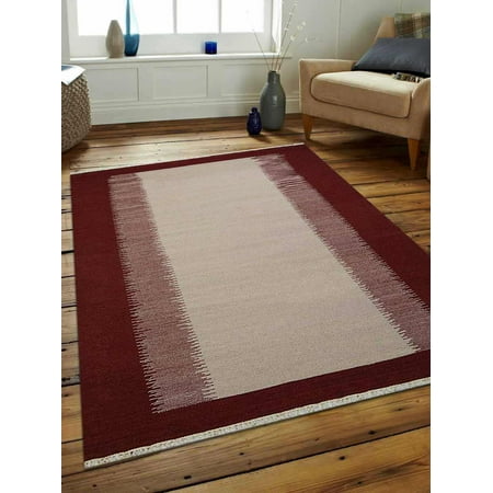 10 X 14 Persian Rug - Rugsotic Carpets Hand Weave Kelim Woolen 10' x 14' Contemporary Area Rug Cream Wine D00123-Color:Cream Wine,Material:Kilim,Shape:Rectangle,Size:5' x 8'