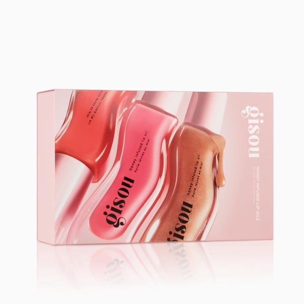 Set de Aceites Labiales Gisou Infundidos con Miel - Trio Hidratante y Brillante